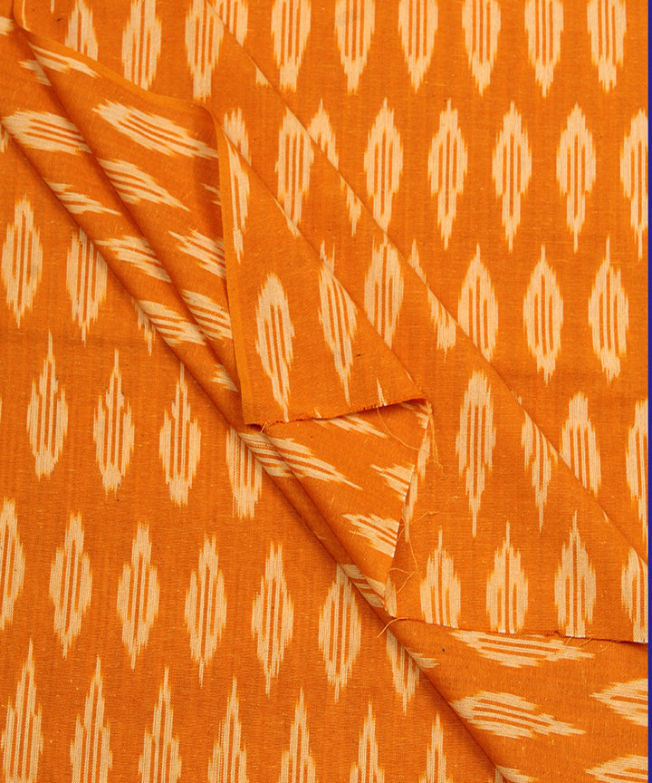 Orange hand woven cotton pochampally ikat fabric