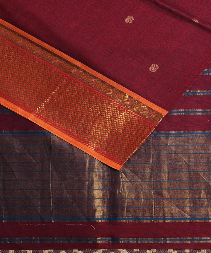 Hand woven purple butta cotton venkatagiri saree