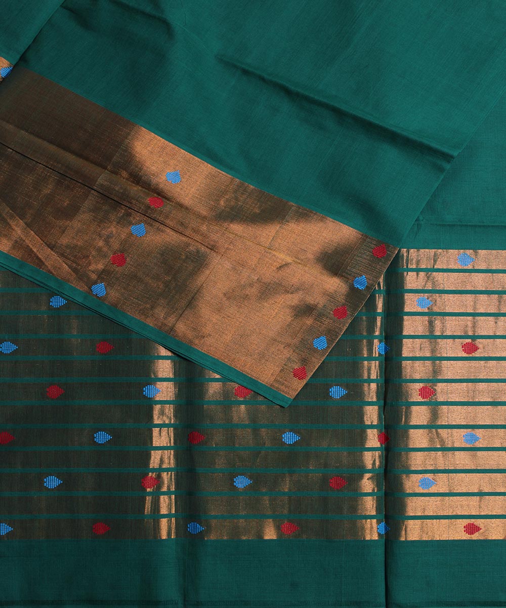 Green hand woven venkatagiri cotton saree
