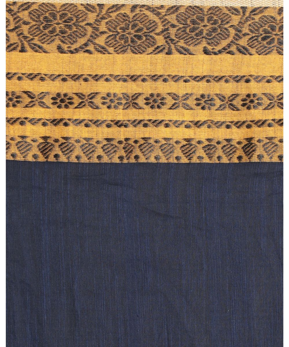 Navy blue mustard handwoven bengal cotton begumpuri saree