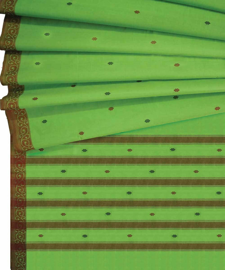 Parrot green handwoven paramakudi cotton saree