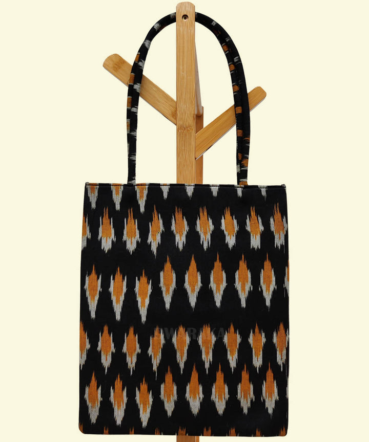 Hand painted kalamkari black ikat tote bag