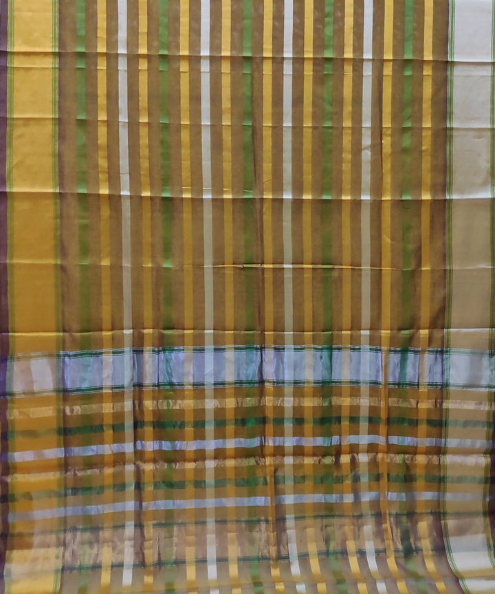 handwoven cotton silk moss green stripes venkatagiri saree