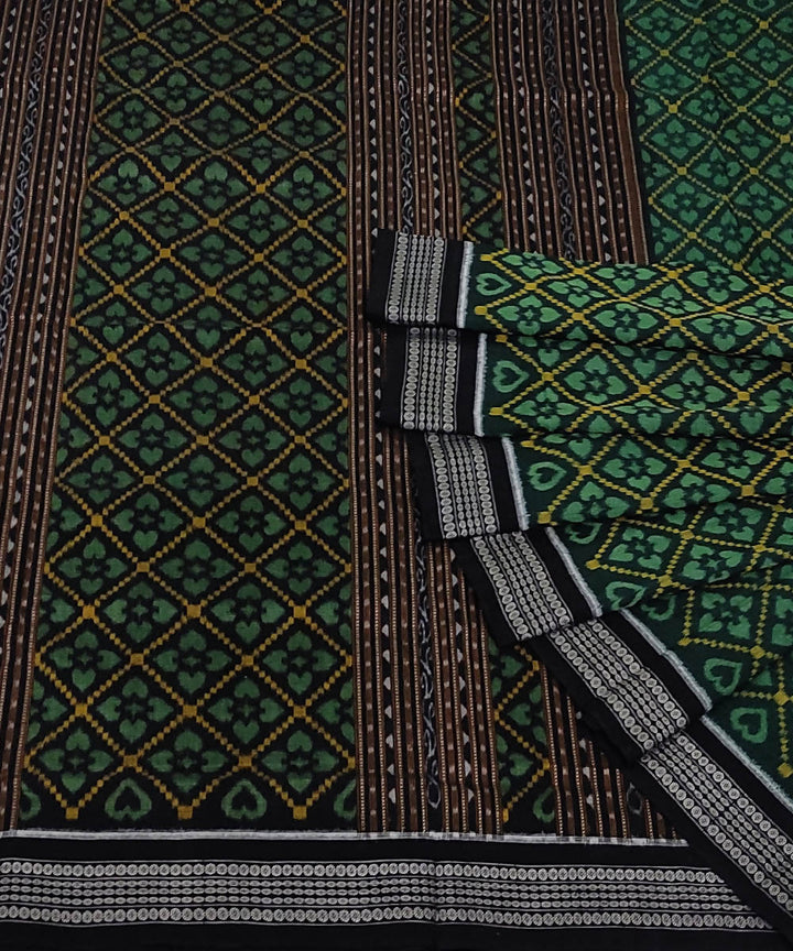 Dark green black cotton handwoven sambalpuri saree