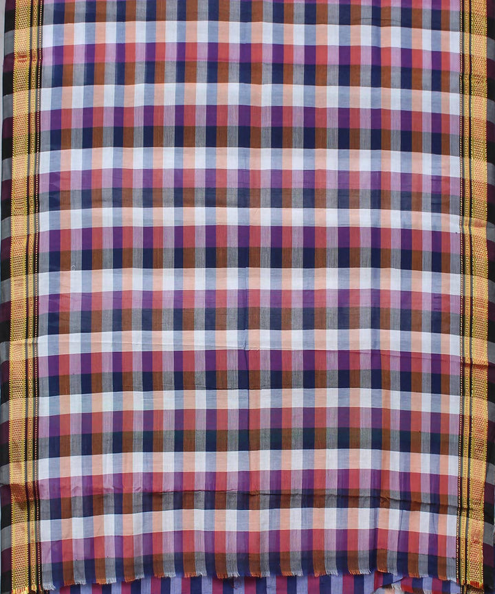 multicolor checks handloom chikki paras border ilkal saree