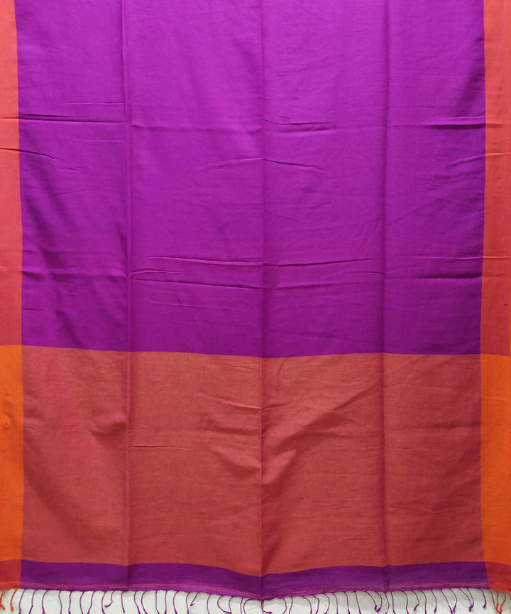 Purple orange handloom handspun cotton saree