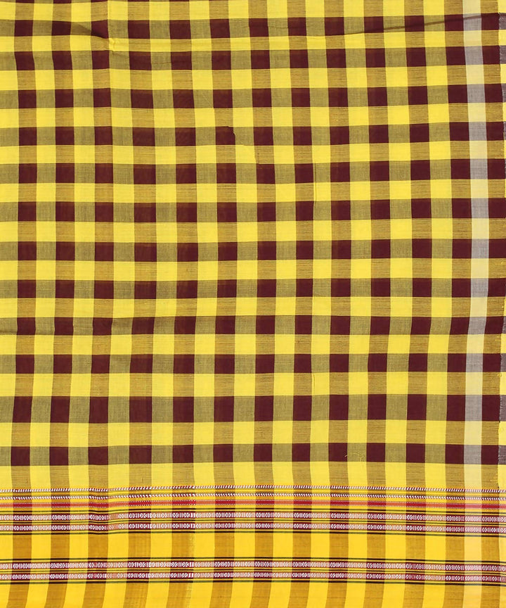 wine yellow checks handwoven gomi teni border ilkal saree