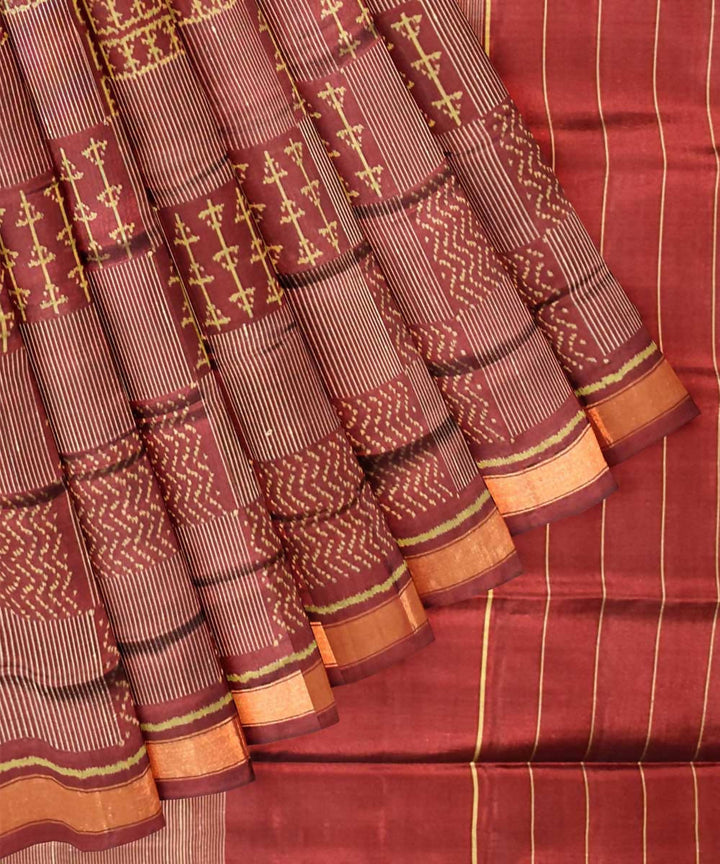Maroon handwoven patola silk saree
