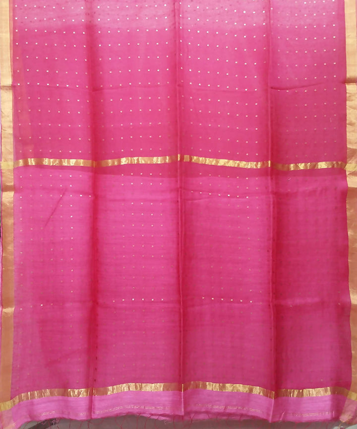 Bengal Pink Handwoven Sequin Silk Saree