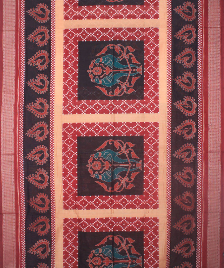 Sambalpuri Red Black Cotton Handloom Saree