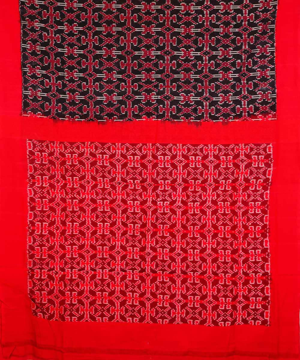 Black red cotton handloom double ikat pochampally saree