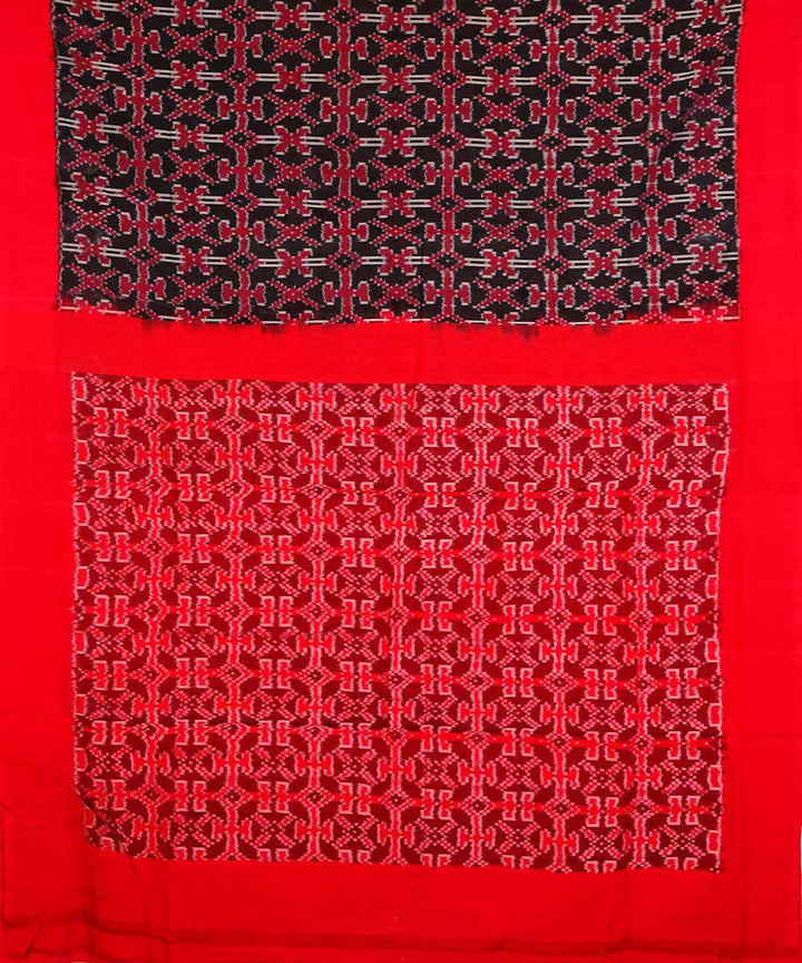 Black red cotton handloom double ikat pochampally saree