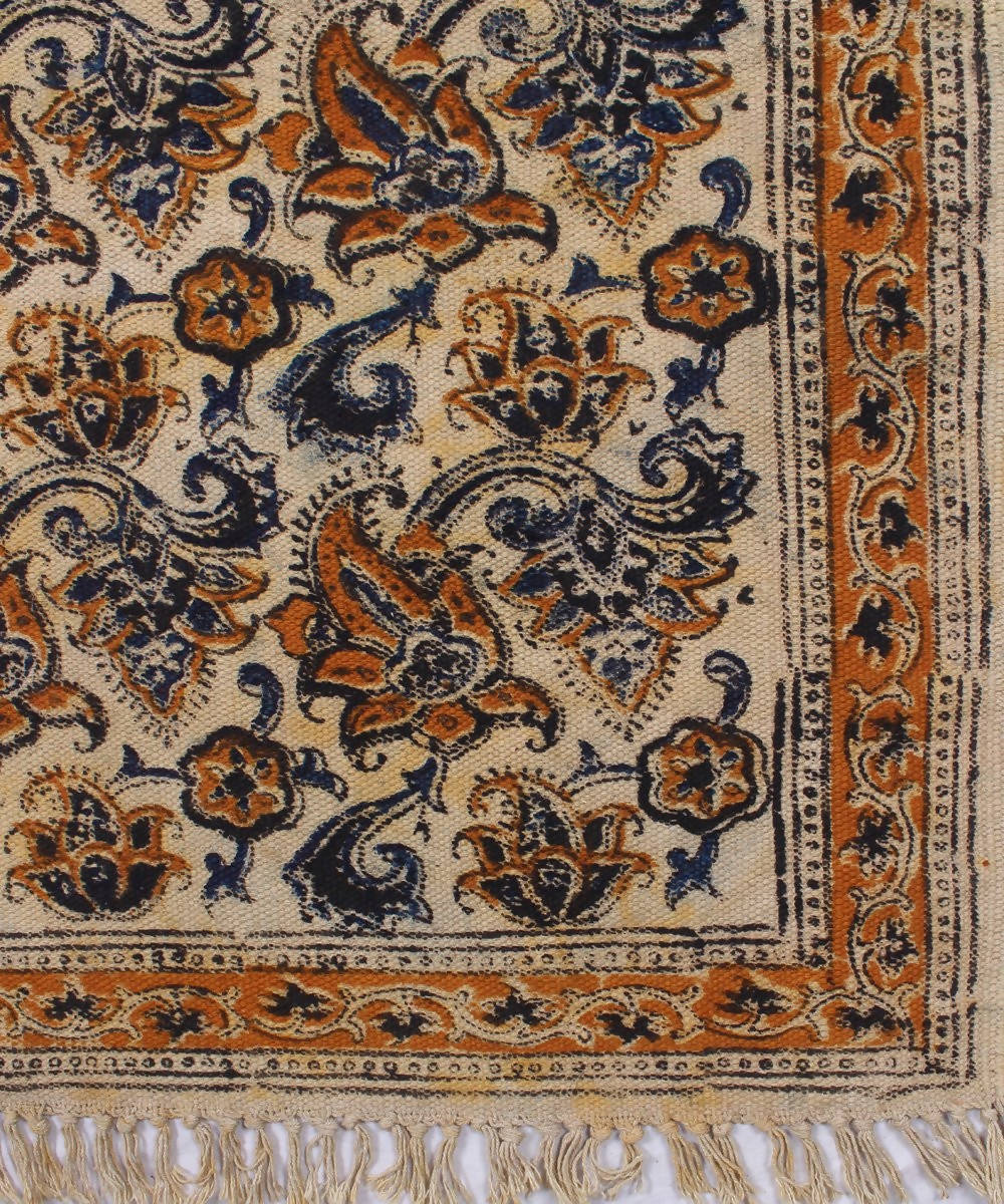 Floral Design Kalamkari Cotton Dhurrie