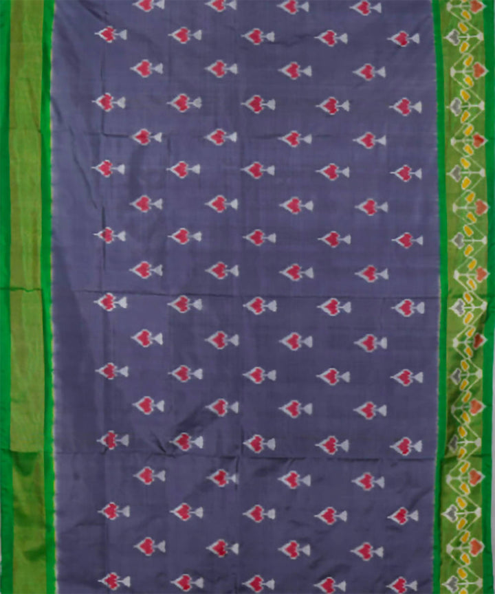 Grey and green handloom silk ikkat pochampally saree