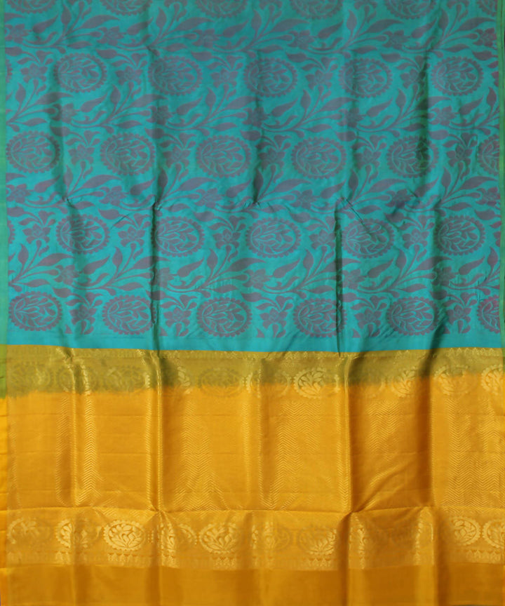 Blue Yellow Handloom Silk Saree