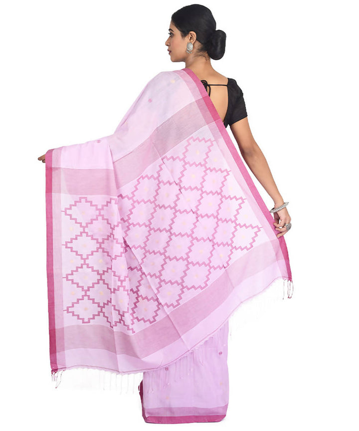 Light pink handwoven bengal cotton silk saree