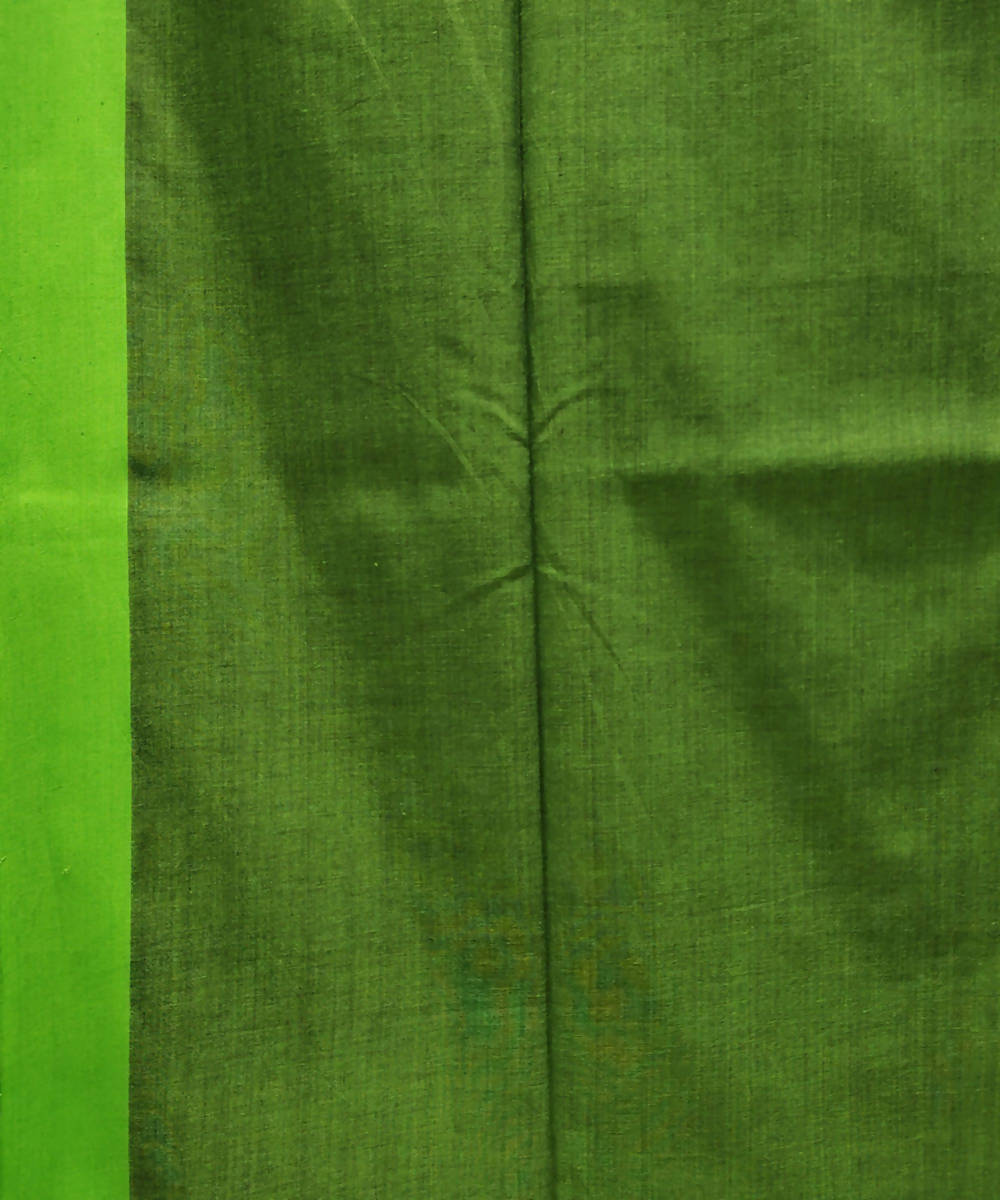 Black light green handloom cotton linen saree