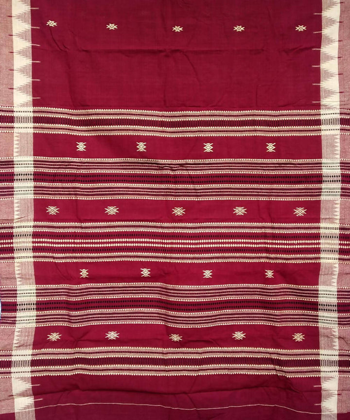 Orange black handwoven coarse cotton kotpad saree