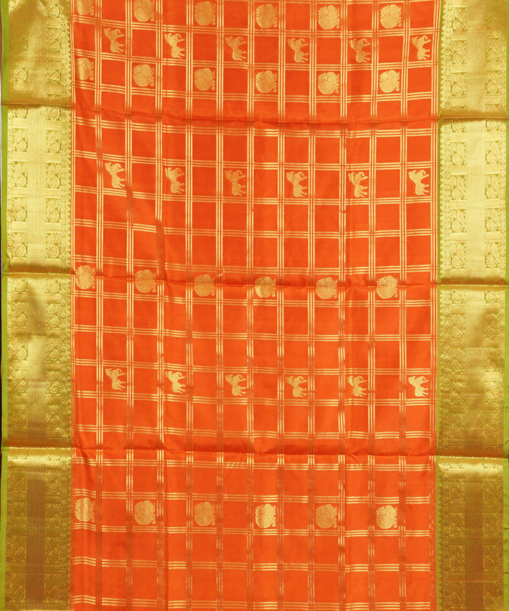Orange Handwoven venkatagiri Silk Saree