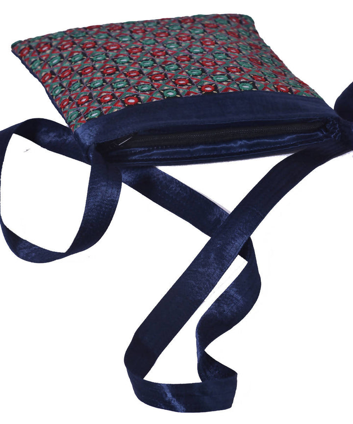 Blue hand embroidery mashroo cross body bag