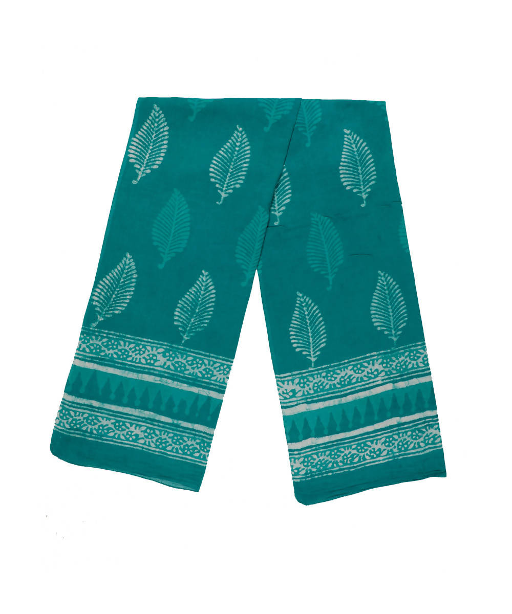 Dabu handblock print bottle green mul cotton stole