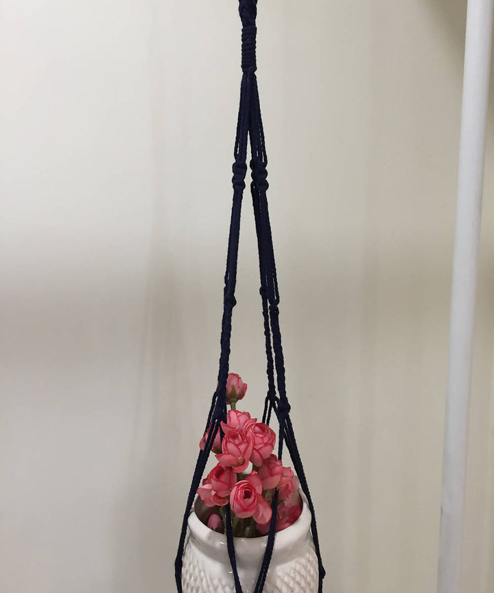 Navy blue hand knotted cotton planter