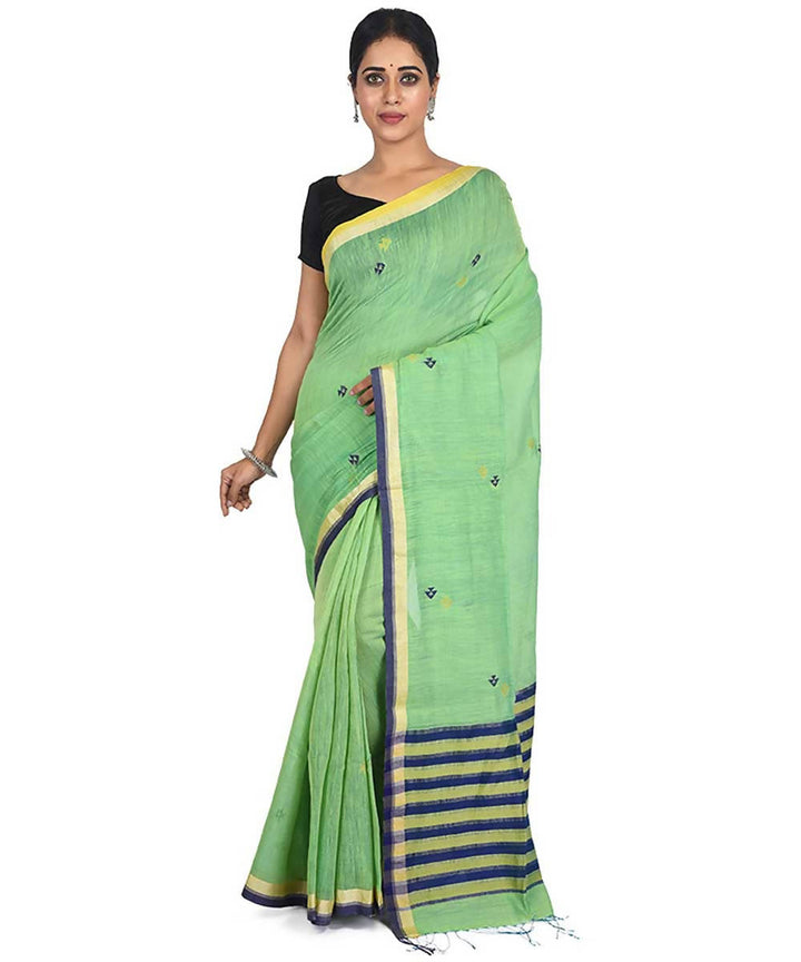 Green handwoven bengal cotton silk saree