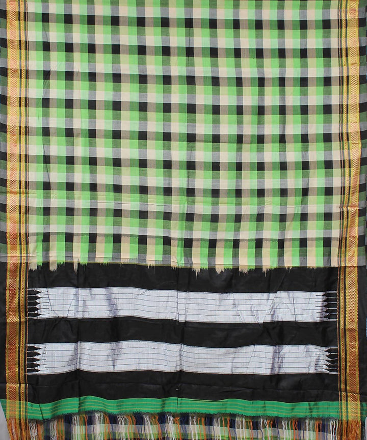 multicolor checks handwoven chikki paras border ilkal saree