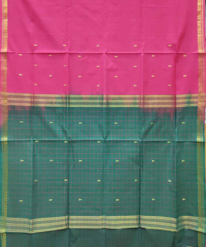 Pink green handloom cotton venkatagiri saree