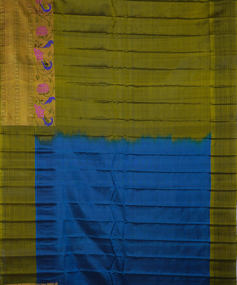 Catalina blue handwoven silk gadwal saree