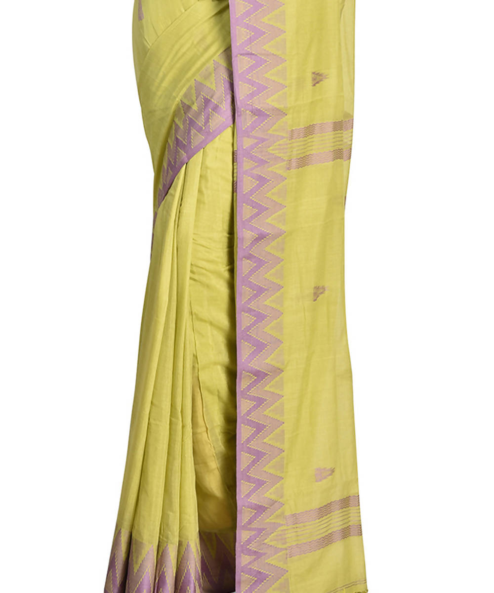 Olive green handwoven bengal cotton silk saree