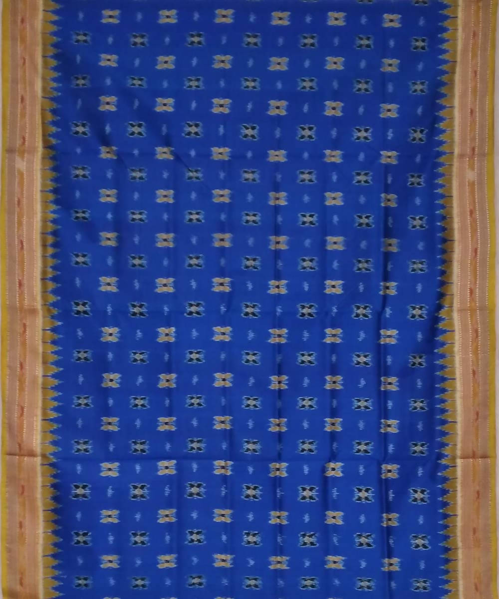 Blue beige handwoven silk khandua saree