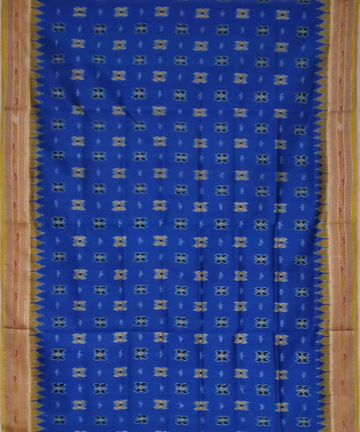 Blue beige handwoven silk khandua saree