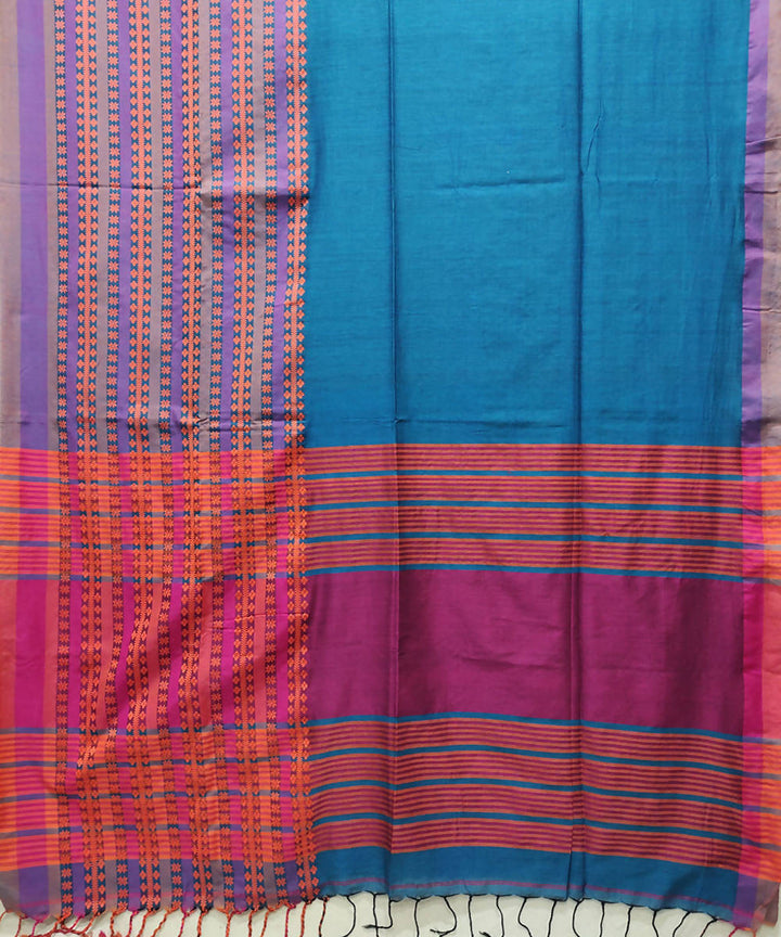 Navy blue pink handloom cotton saree