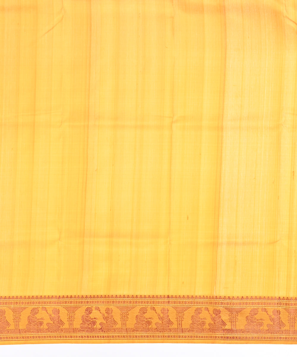 Mustard handwoven silk baluchari saree