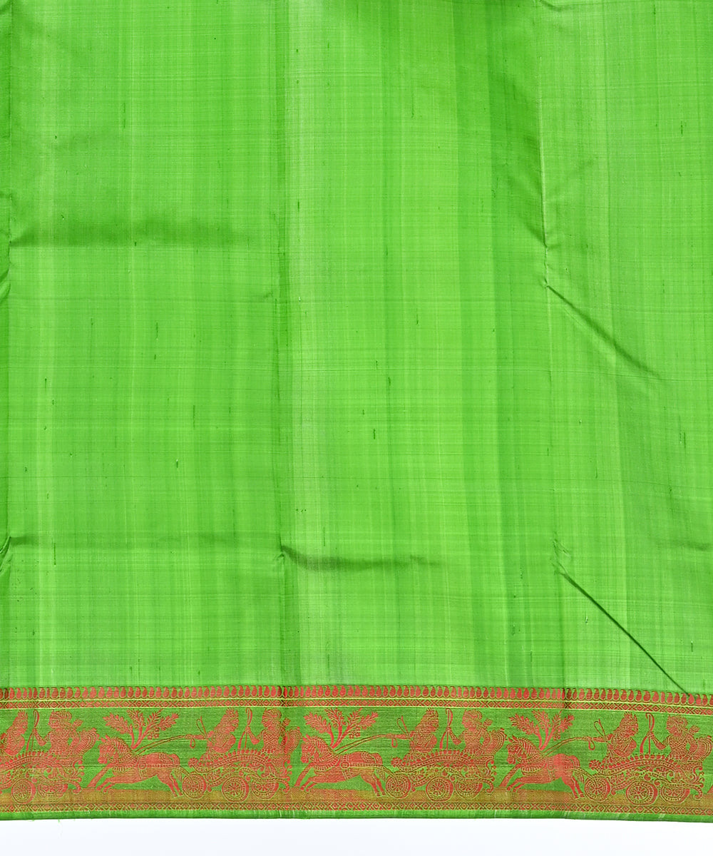 Green and red handwoven silk baluchari saree