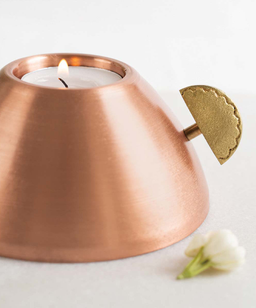 Handmade copper karanji diwali tealight