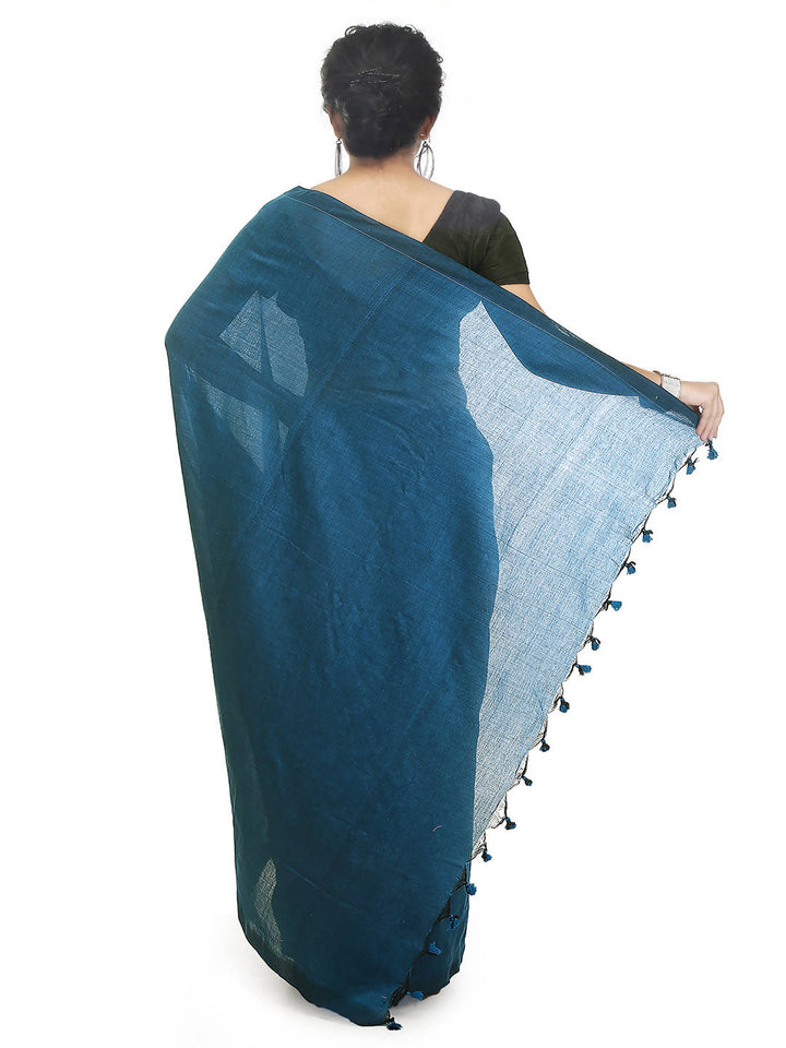 Teal bengal handloom pure cotton saree