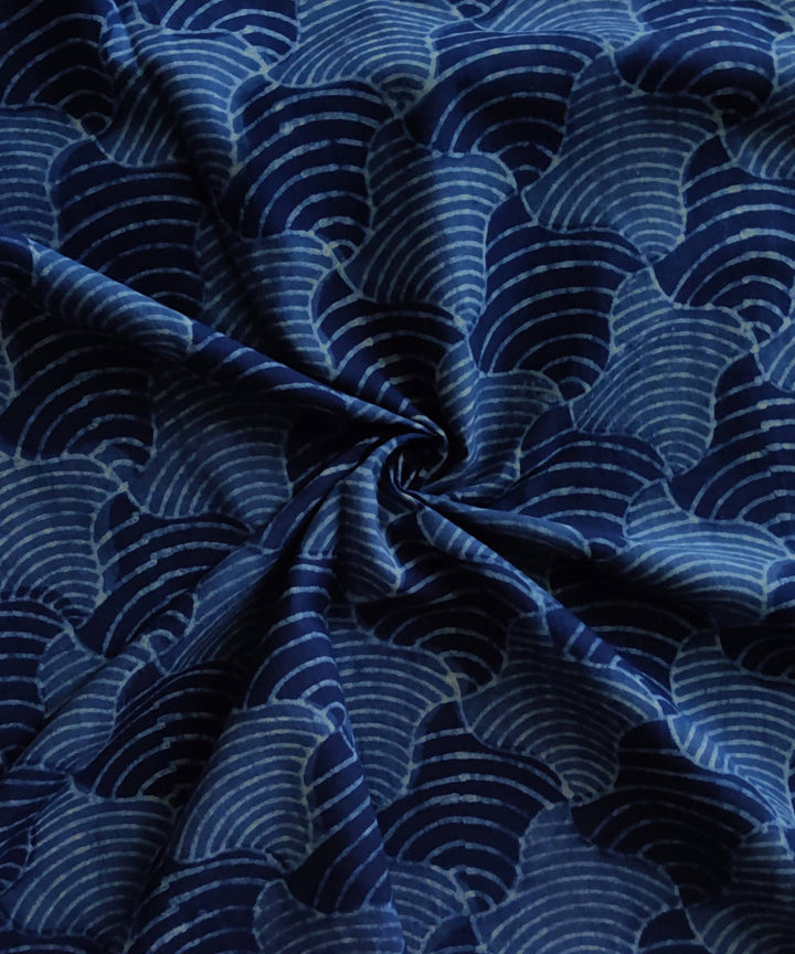 2.5m Natural dye dabu print dark blue handspun handloom cotton kurta fabric