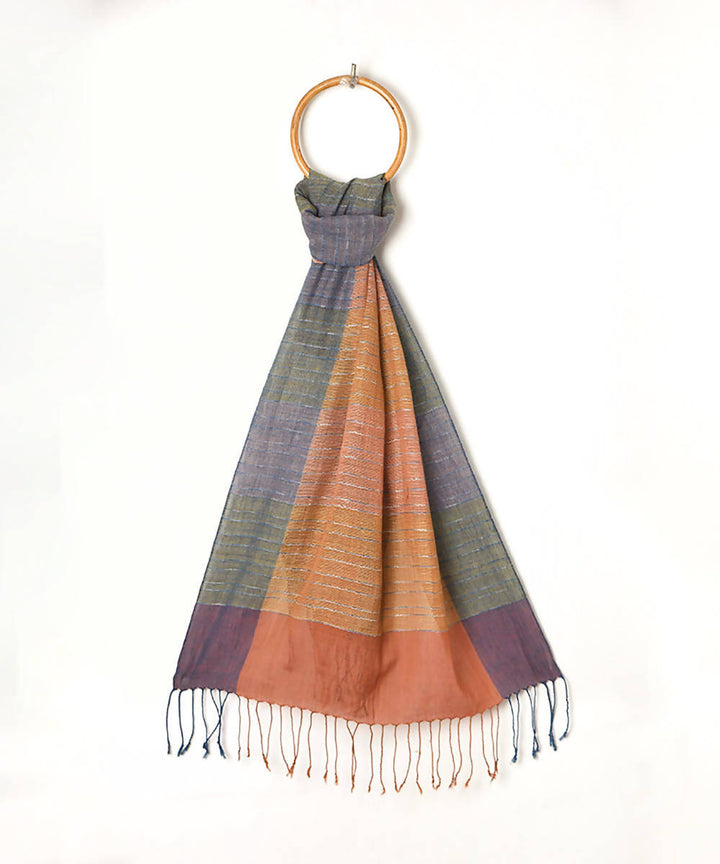 Handwoven multicolour vegetable dyed cotton stole