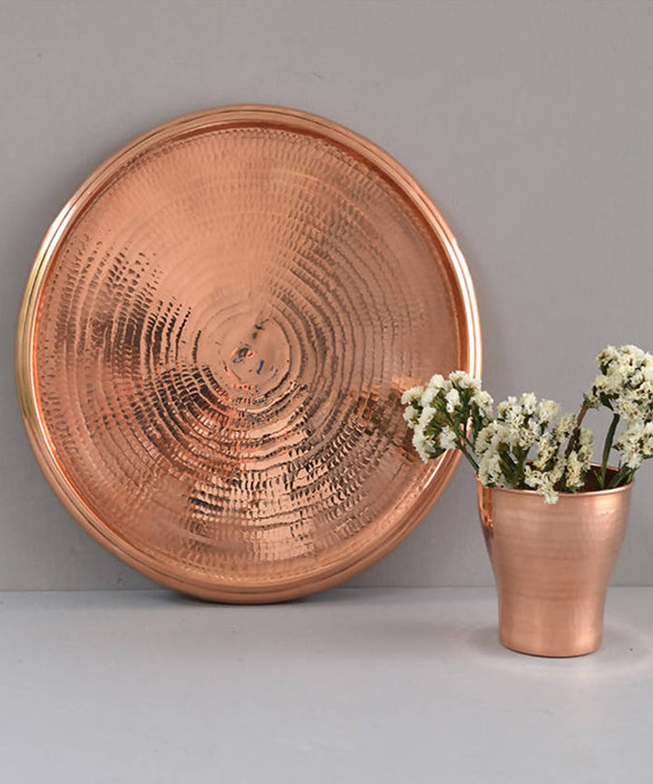 Handmade copper circular tray