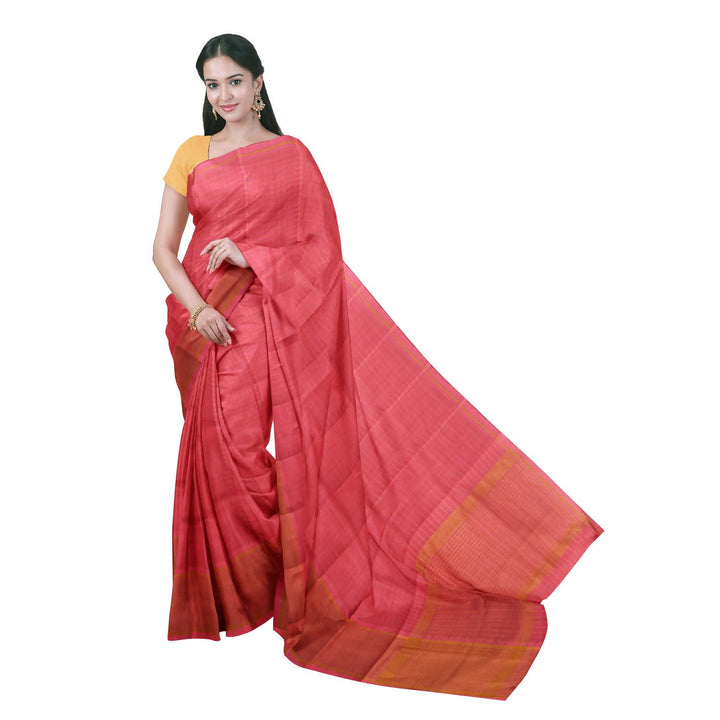 Pink handloom cotton venkatagiri saree