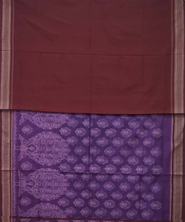 Byzantium mahogany handwoven cotton ikat sambalpuri saree