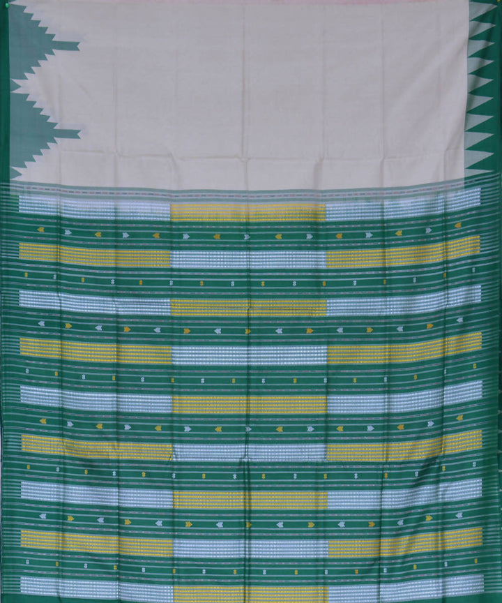 Light grey green handwoven silk ikat sambalpuri saree