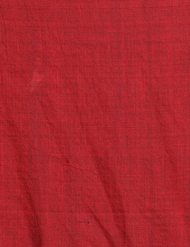Red handspun handwoven cotton saree
