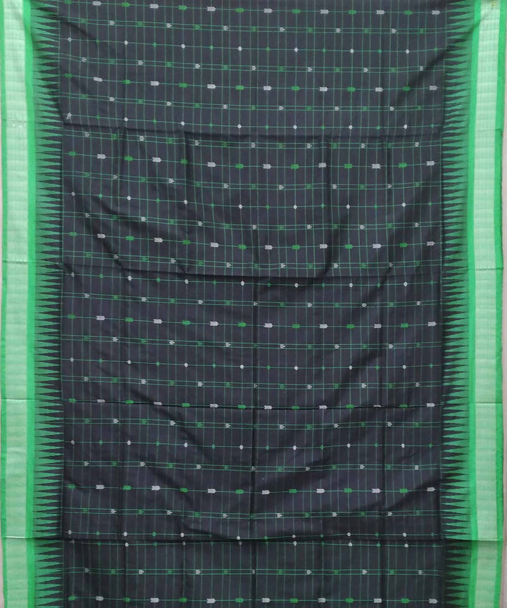 Black green handwoven bomkai silk saree