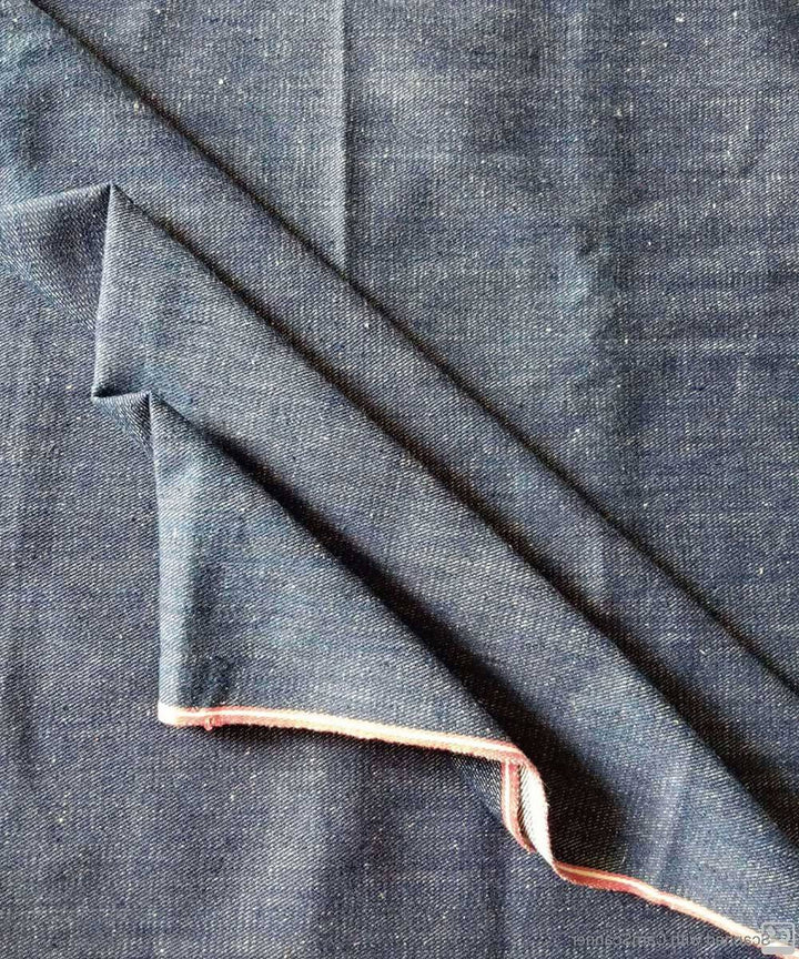 indigo white denim handwoven cotton trouser jacket Thick Material