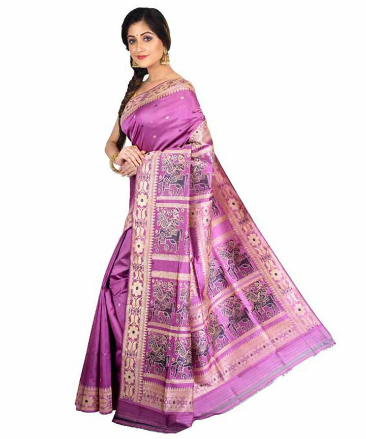 Onion purple handwoven baluchari silk saree