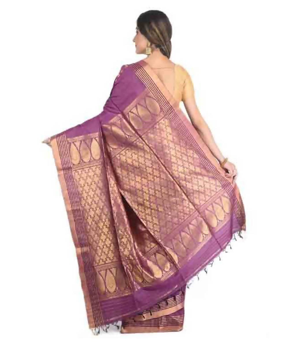 Purple handloom tussar silk saree