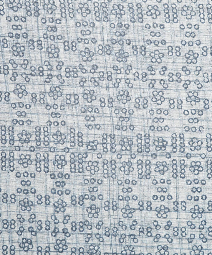 Kiara crafts white half and half hand block print mul cotton saree